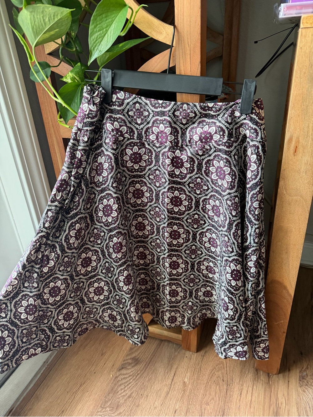 Lord & Taylor Floral Medallion Circle Skirt in Plum and Cream
